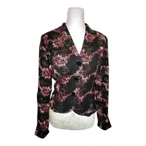 Nicole Miller black floral tapestry jacket look size 4